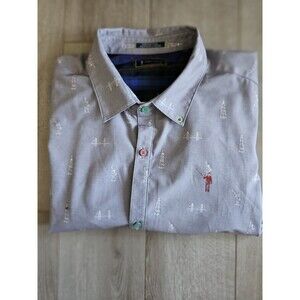 William Murray Shirt Mens XL Gray Christmas Golf Holiday Button Long Sleeve